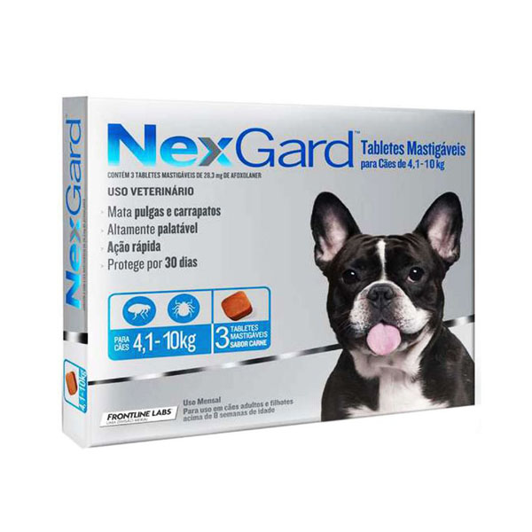 Antipulgas e Carrapatos Nexgard 4 a 10 Kg com 3 tabletes | PetPlaza